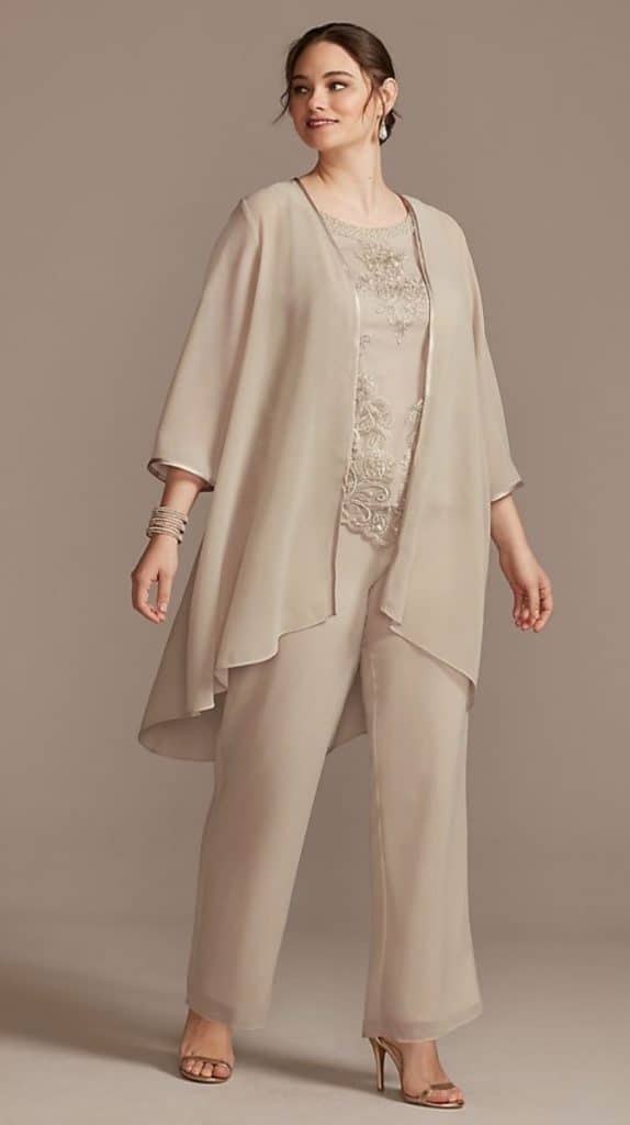 Embroidered Plus Size Three-Piece Pantsuit